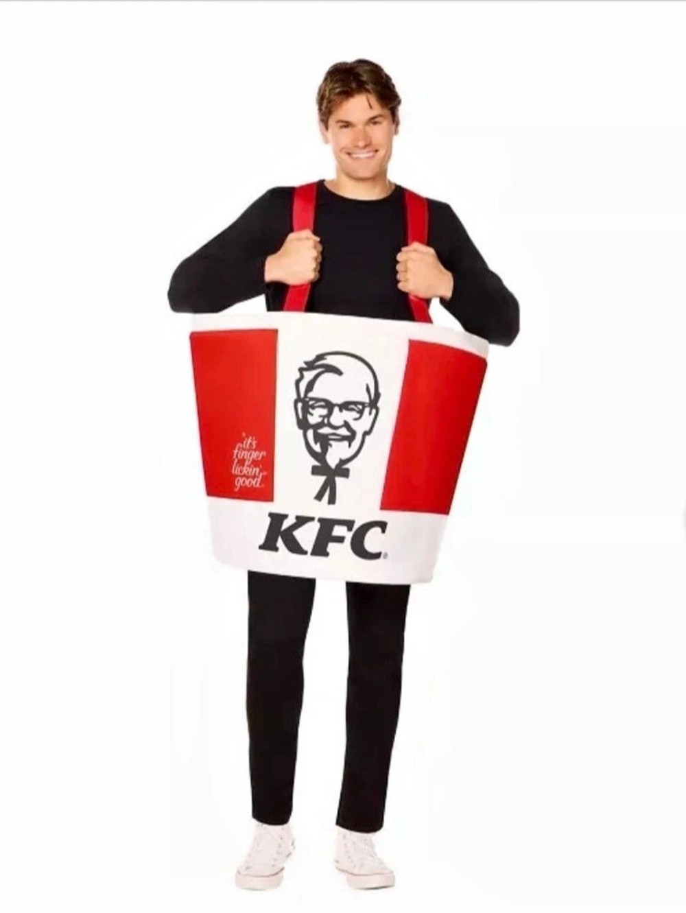 KFC Adult KFC Chicken Bucket 3D Costume Adult Chicken Bucket 3D Costume Red &